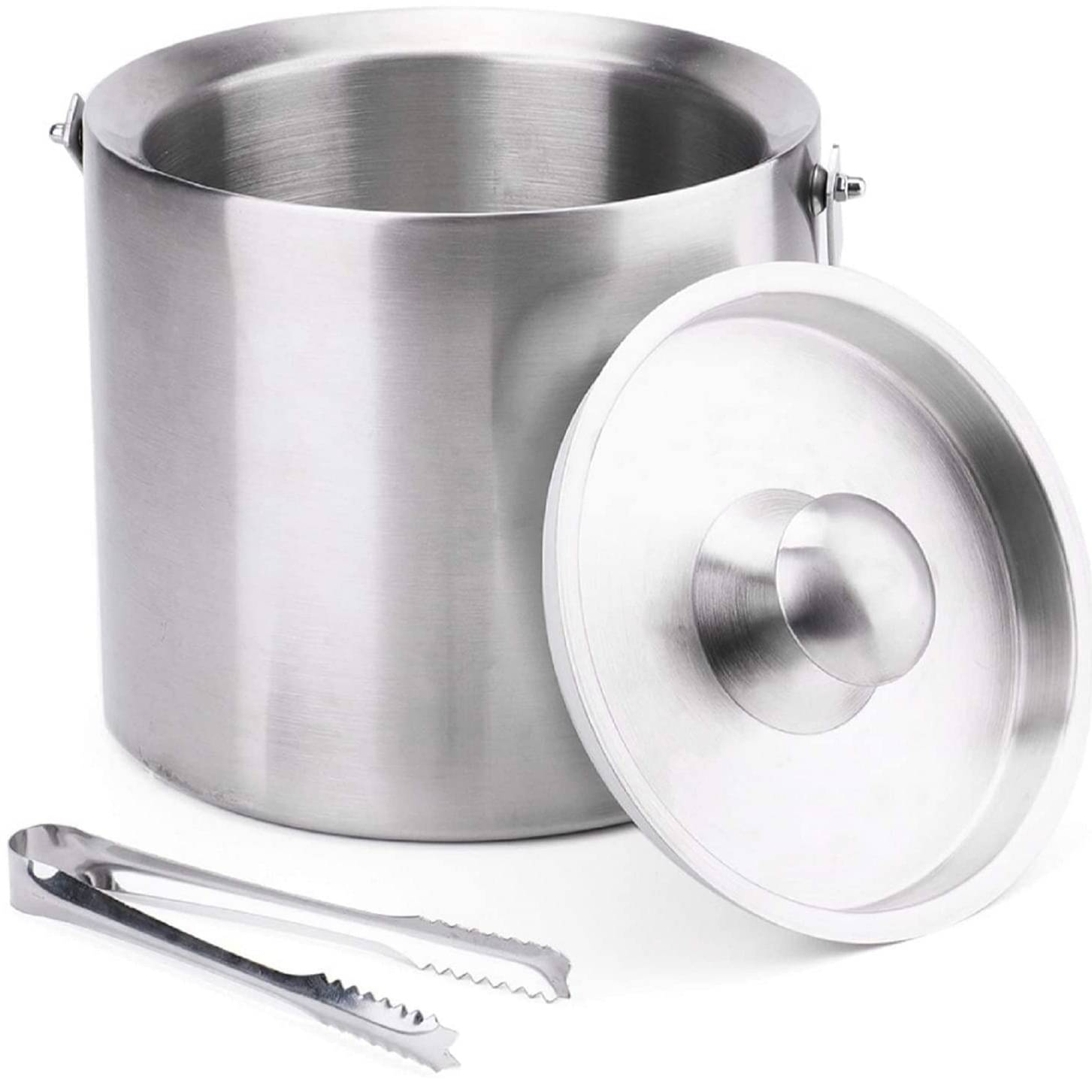 Satin Finish Stainless Steel Double wall Ice Bucket Set 2 L