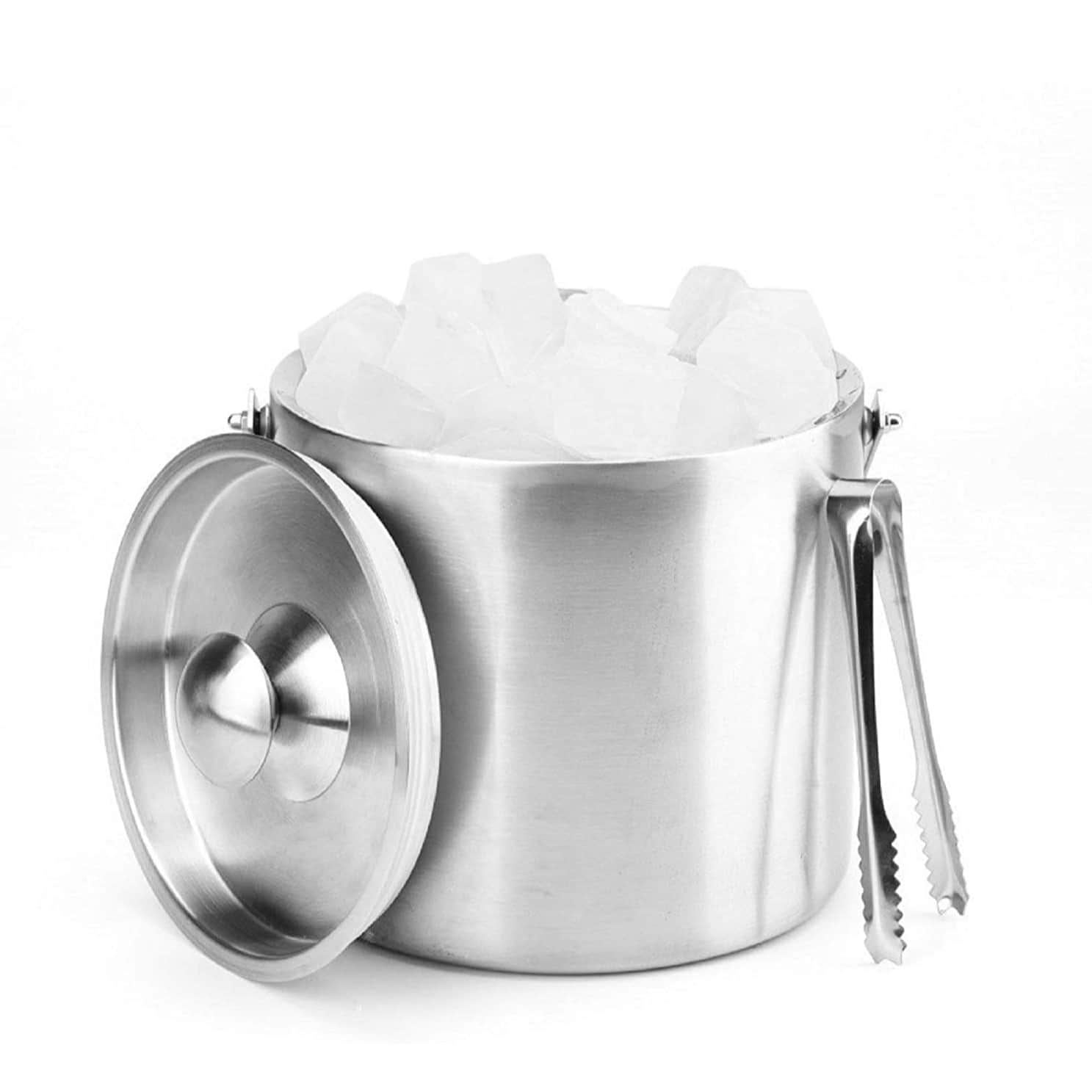 Satin Finish Stainless Steel Double wall Ice Bucket Set 2 L - front_view
