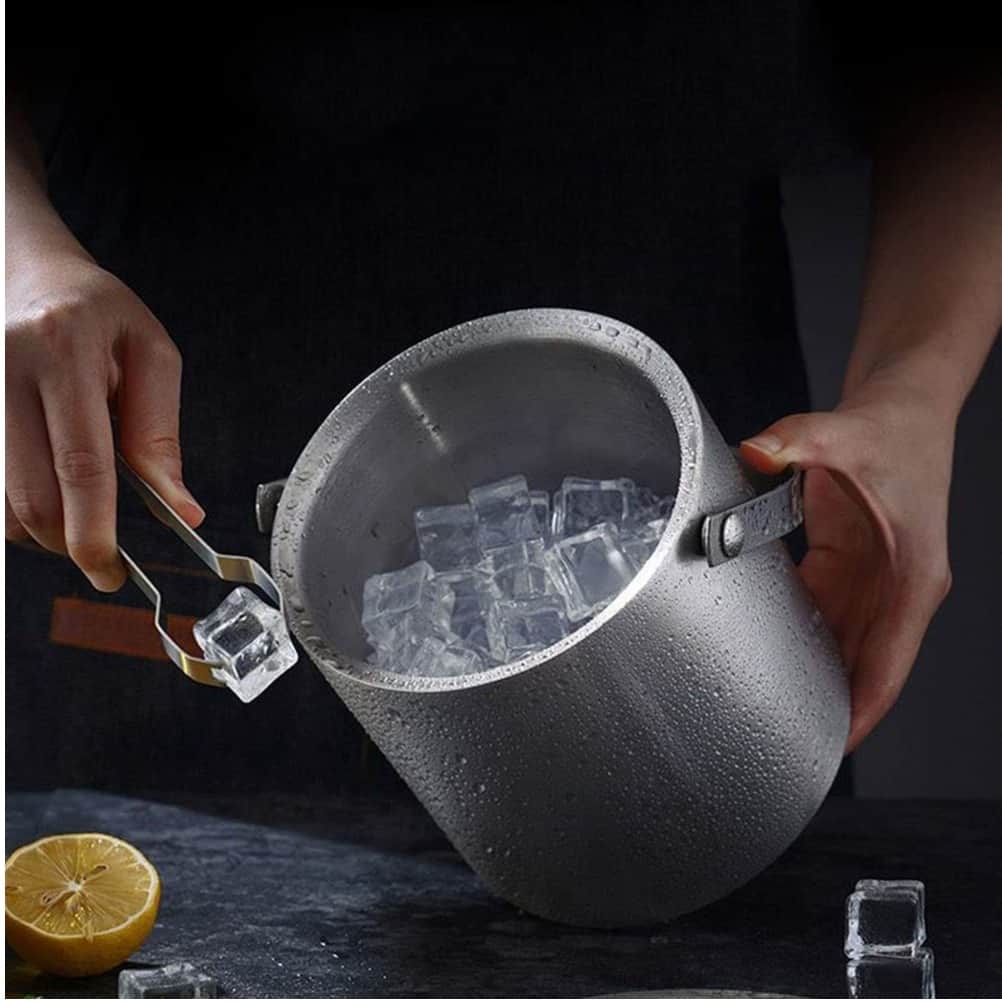Satin Finish Stainless Steel Double wall Ice Bucket Set 2 L - left_view