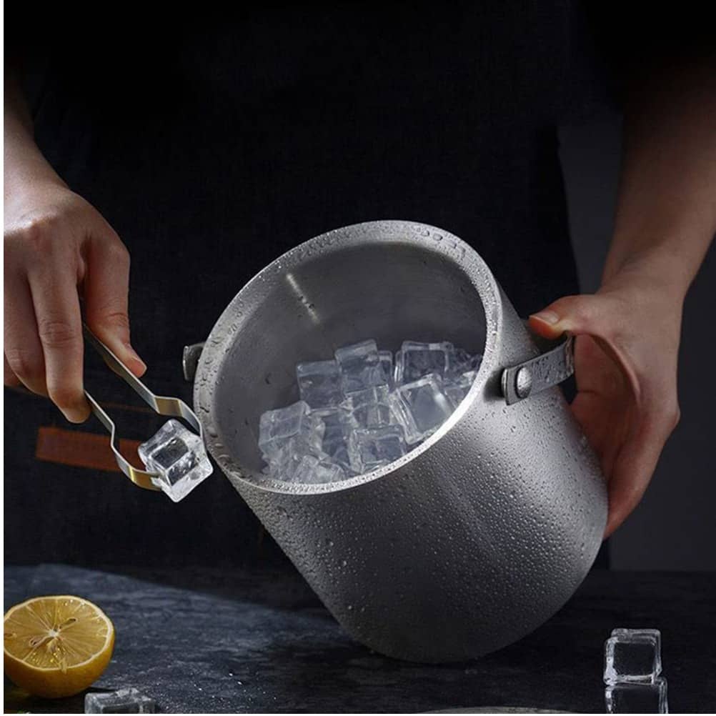 Satin Finish Stainless Steel Double wall Ice Bucket Set 2 L