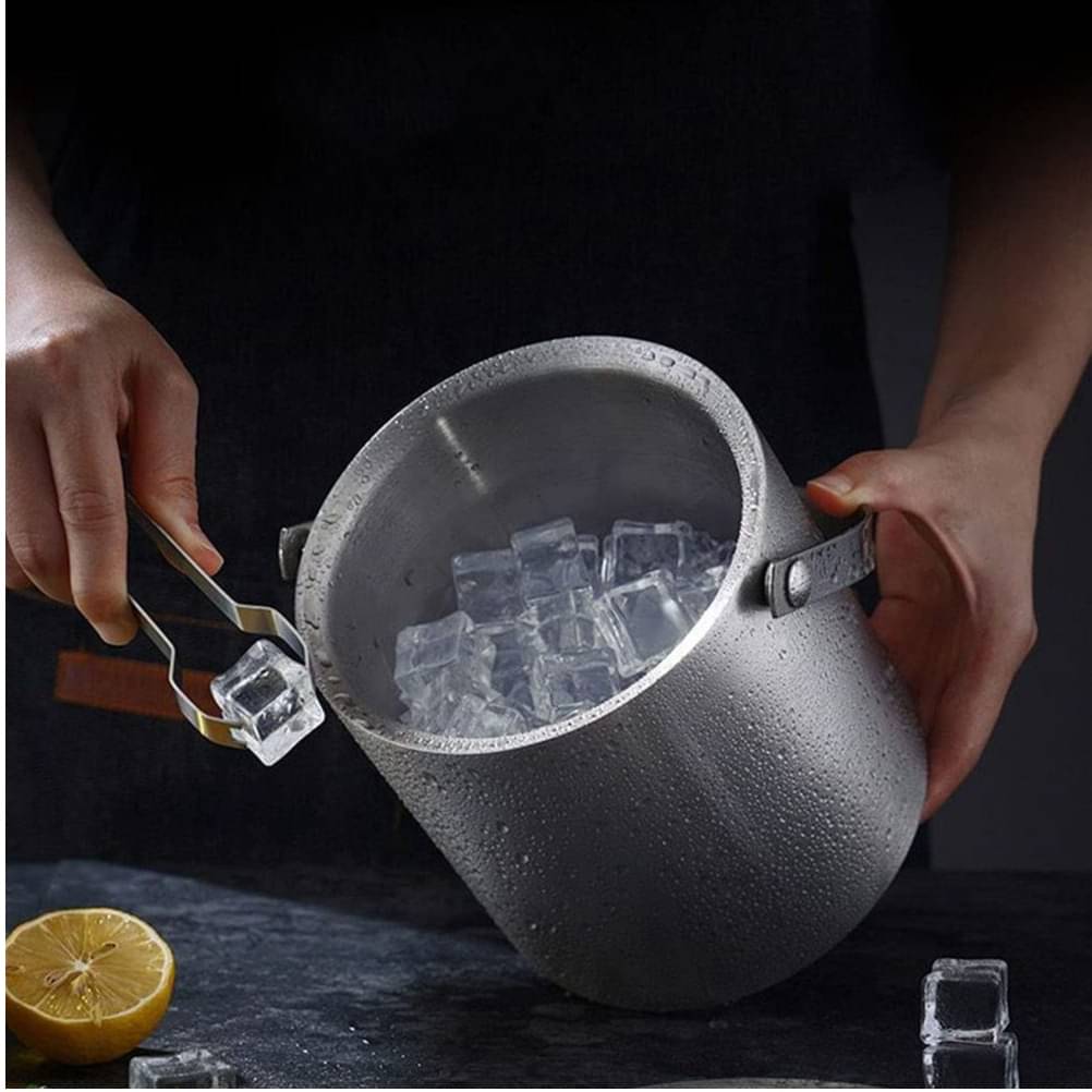 Satin Finish Stainless Steel Double wall Ice Bucket Set 2 L
