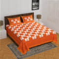 Cotton Double Bedsheet With Pillow Covers - Orange - photo