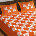 Cotton Double Bedsheet With Pillow Covers - Orange - front_view