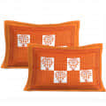 Cotton Double Bedsheet With Pillow Covers - Orange - top_view