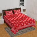 Cotton Double Bedsheet With Pillow Covers - Red - photo