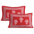 Cotton Double Bedsheet With Pillow Covers - Red - top_view