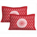 Cotton Double Bedsheet With Pillow Covers - Red - top_view