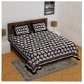 Cotton Double Bedsheet With Pillow Covers - Black - photo