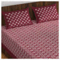 Cotton Double Bed sheet With Pillow Covers - Maroon - front_view