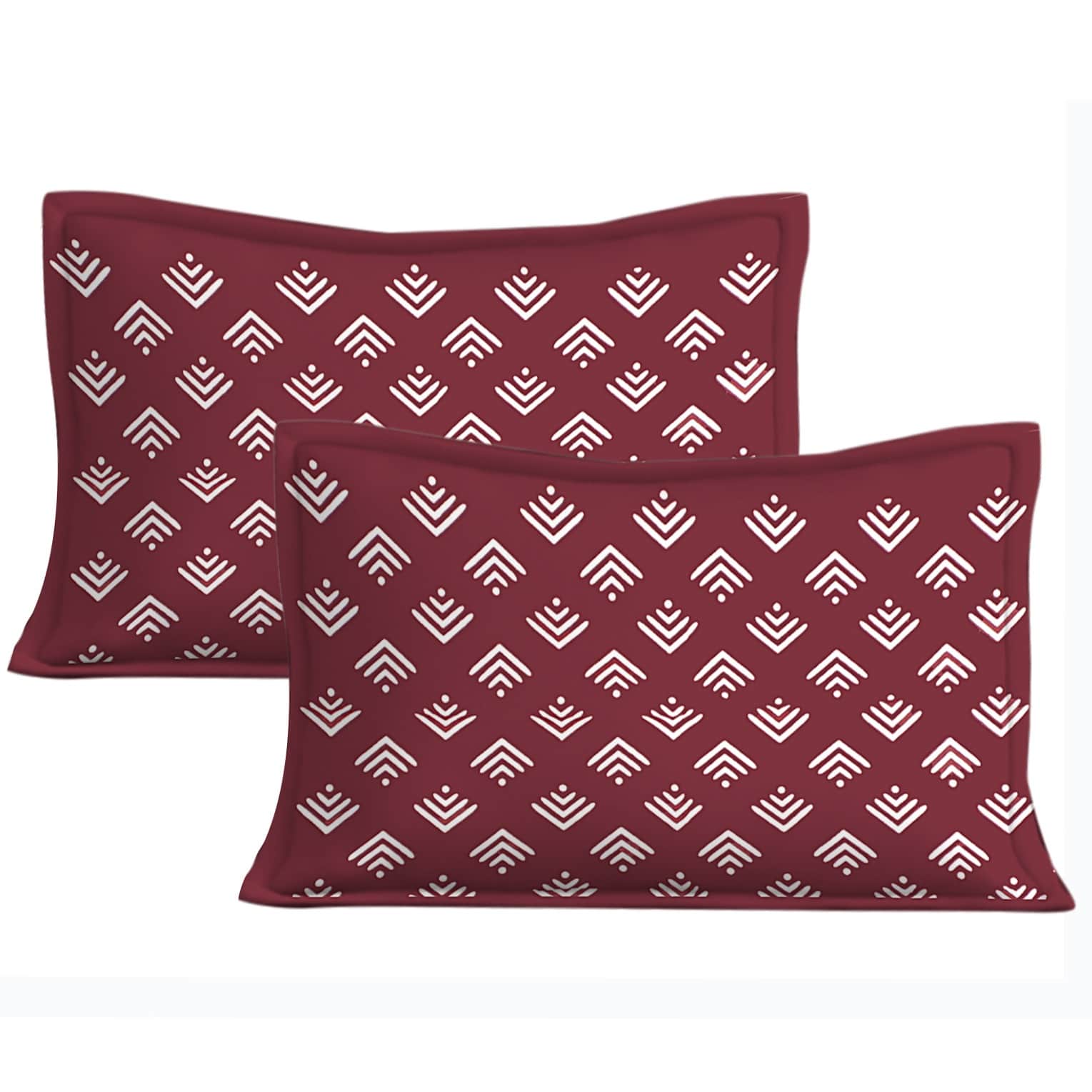 Cotton Double Bed sheet With Pillow Covers - Maroon - top_view