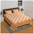 Cotton Double Bedsheet With Pillow Covers - Brown - photo