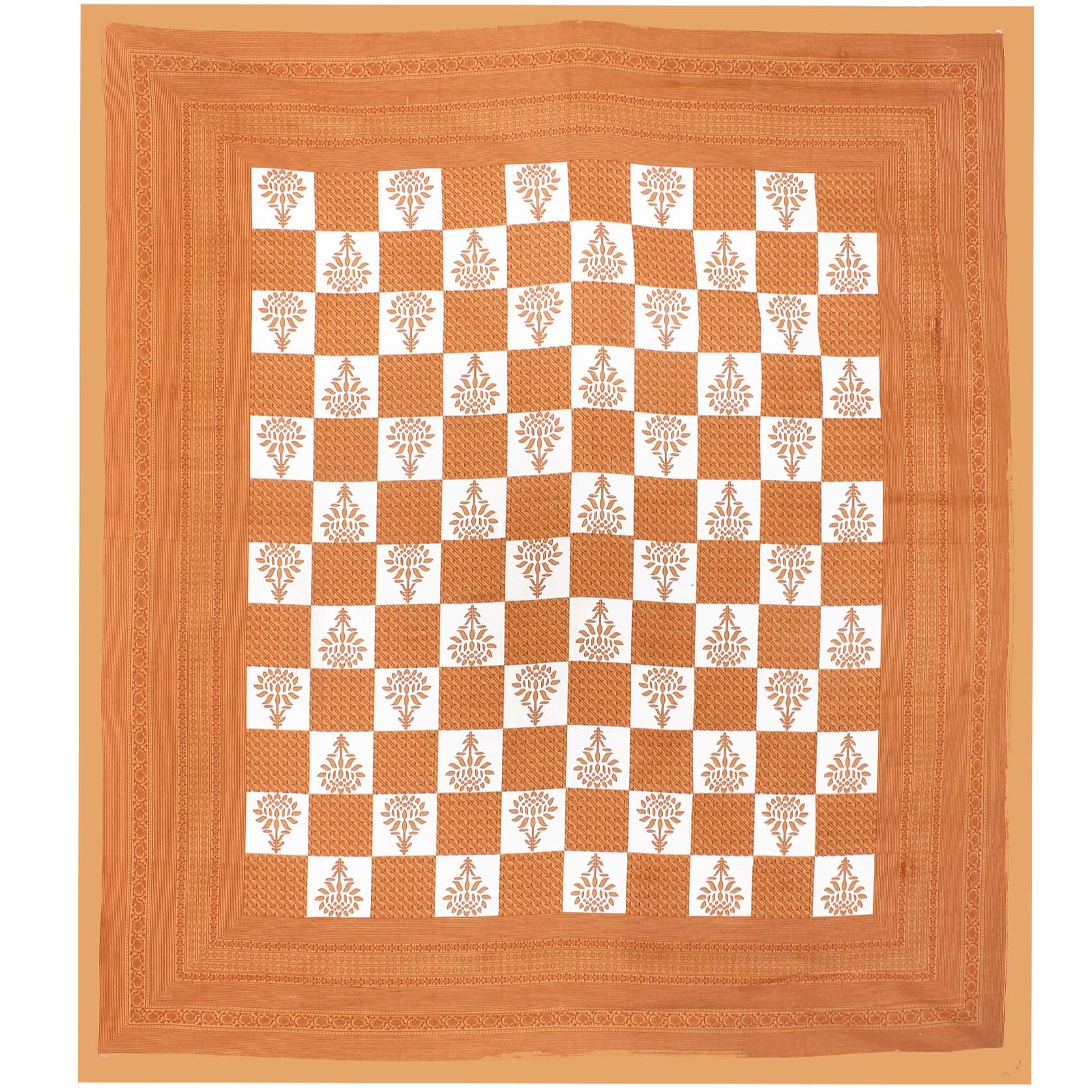 Cotton Double Bedsheet With Pillow Covers - Brown - rear_view
