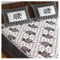 Cotton Double Bedsheet With Pillow Covers - Grey - front_view