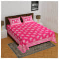 Cotton Double Bedsheet With Pillow Covers - Pink - photo