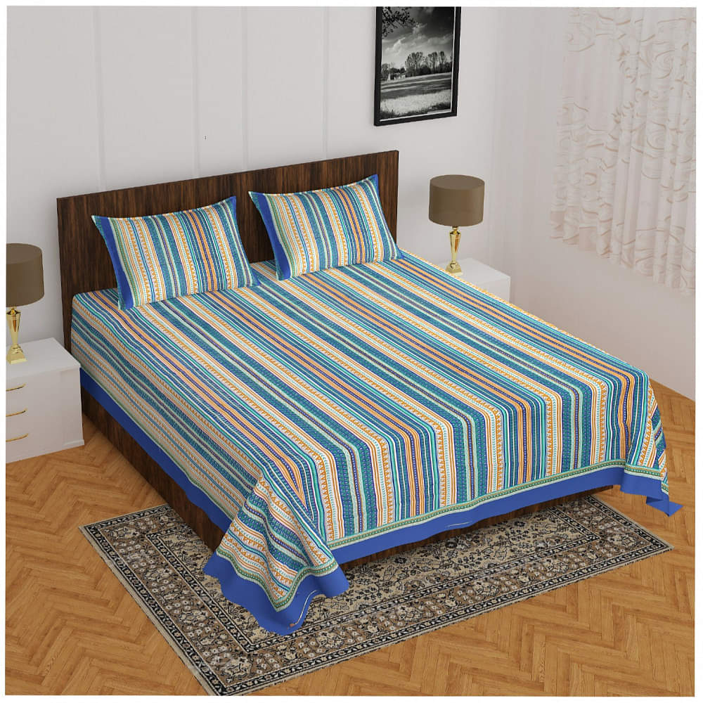Cotton Double Bed sheet With Pillow Covers - photo
