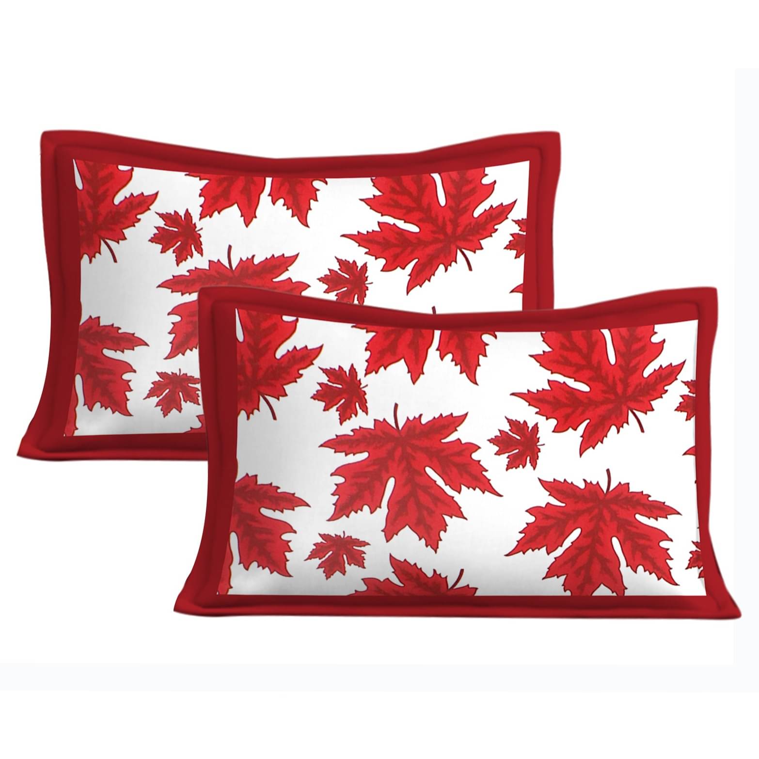 Cotton Double Bedsheet With Pillow Covers - Red