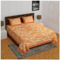 Cotton Double Bedsheet With Pillow Covers - Brown - photo