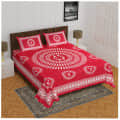Cotton Double Bedsheet With Pillow Covers - Red - photo