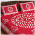 Cotton Double Bedsheet With Pillow Covers - Red - front_view