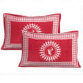 Cotton Double Bedsheet With Pillow Covers - Red - top_view