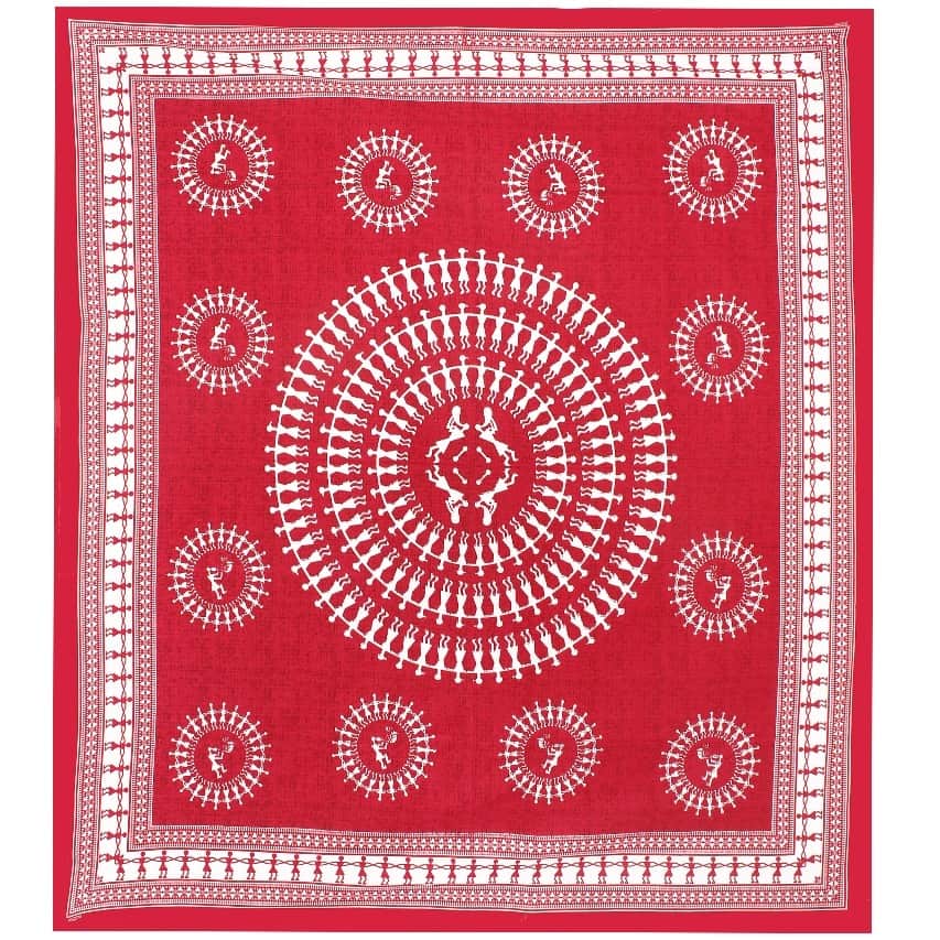 Cotton Double Bedsheet With Pillow Covers - Red - rear_view
