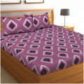 Cotton Double Bedsheet With Pillow Covers - Purple - photo