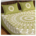 Cotton Double Bedsheet With Pillow Covers - Green - front_view