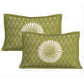 Cotton Double Bedsheet With Pillow Covers - Green - top_view