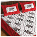 Cotton Double Bedsheet With Pillow Covers - Red - front_view