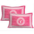 Cotton Double Bedsheet With Pillow Covers - Pink - top_view