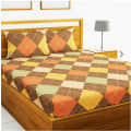 Poly Cotton Double Bedsheet With Pillow Covers - Brown - rear_view