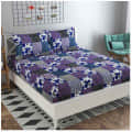 Cotton Double Bedsheet With Pillow Covers Printed - Purple - photo