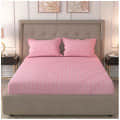 Poly Cotton Double Bedsheet With Pillow Covers - Pink - photo