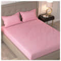Poly Cotton Double Bedsheet With Pillow Covers - Pink - front_view