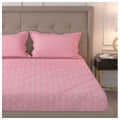Poly Cotton Double Bedsheet With Pillow Covers - Pink - top_view