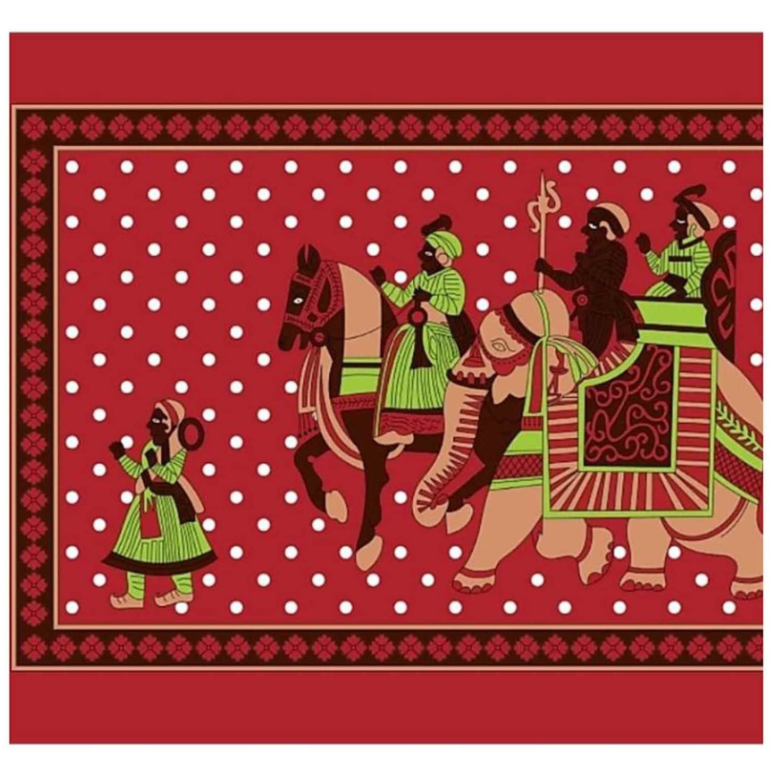 Cotton Double Bedsheet With Pillow Covers Jaipuri Print - Red - rear_view