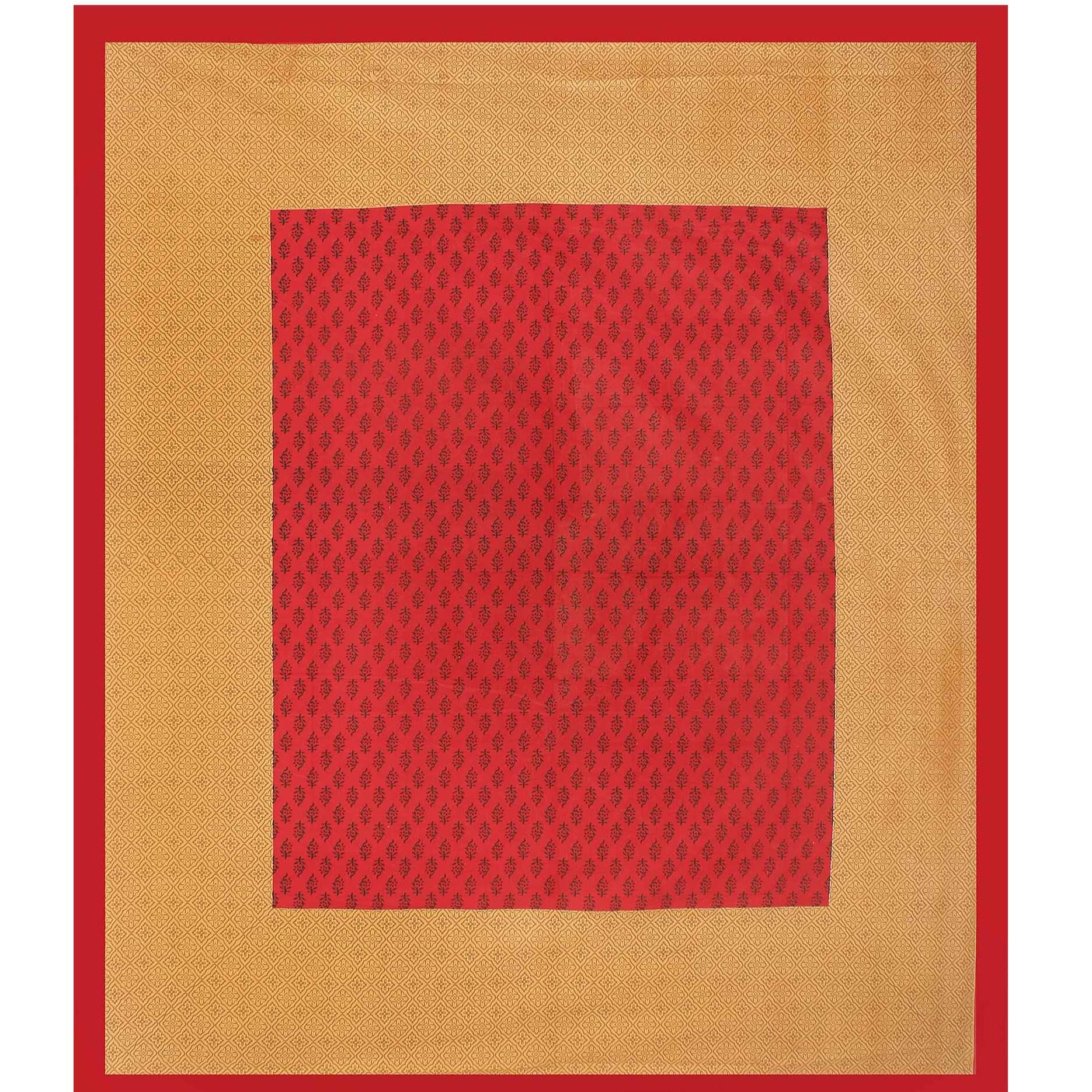 Pure Cotton Double Bedsheet with Pillow Covers - Red