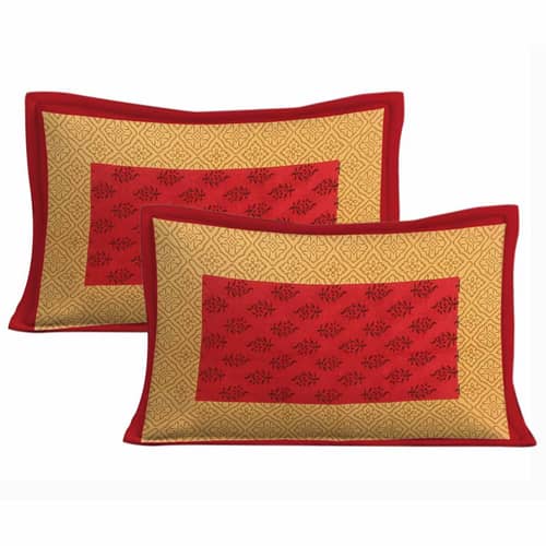 Pure Cotton Double Bedsheet with Pillow Covers - Red