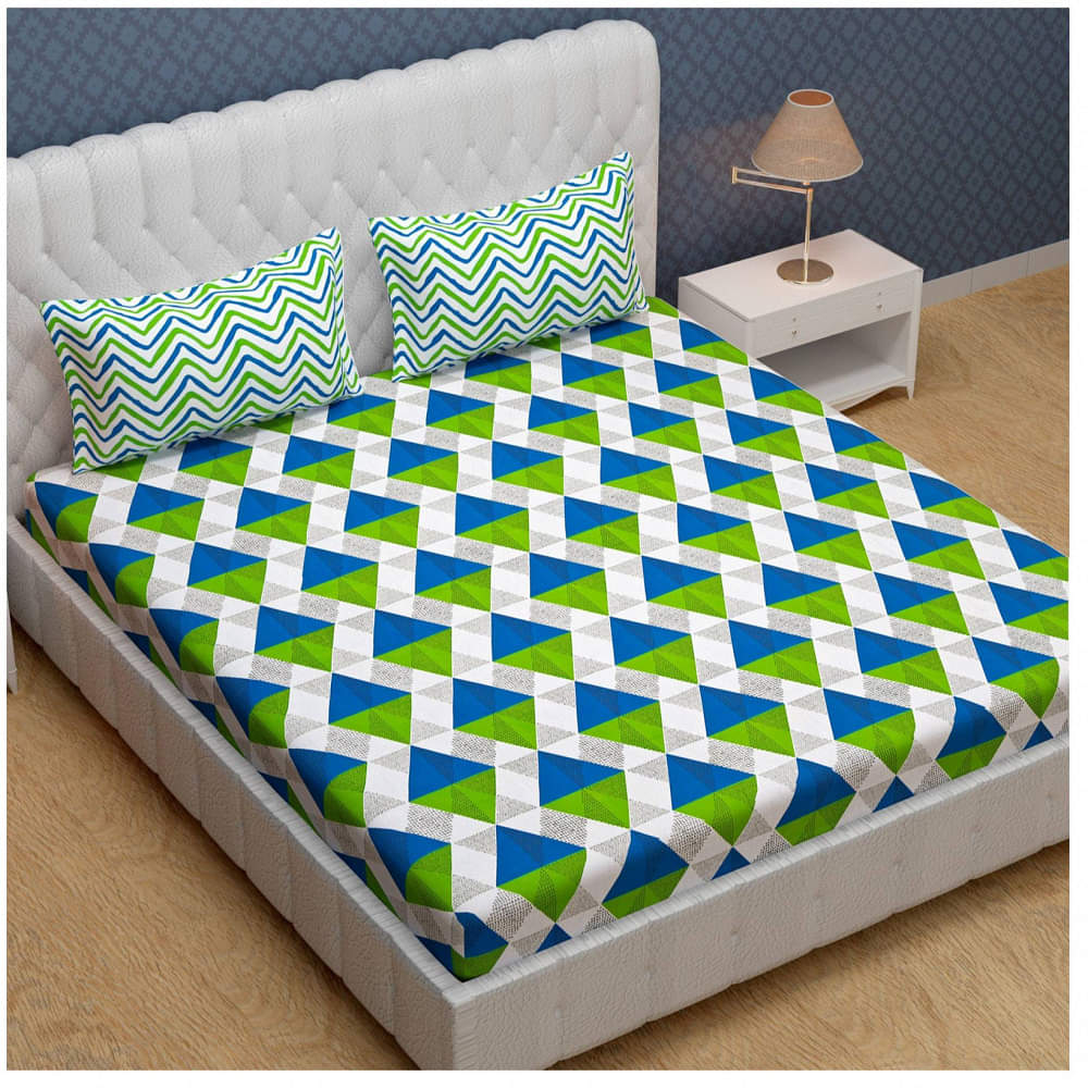 Cotton Double Bedsheet With Pillow Covers Jaipuri Print - Multicolour - photo