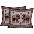 Cotton Double Bedsheet With Pillow Covers Jaipuri Print - Maroon - rear_view