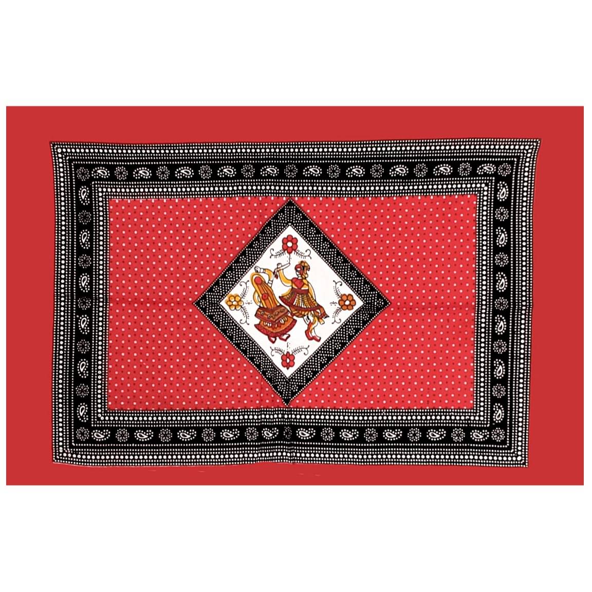 Cotton Double Bedsheet With Pillow Covers Jaipuri Print - Red