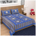 Cotton Double Bedsheet With Pillow Covers Jaipuri Print - Blue - photo