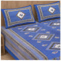 Cotton Double Bedsheet With Pillow Covers Jaipuri Print - Blue - front_view