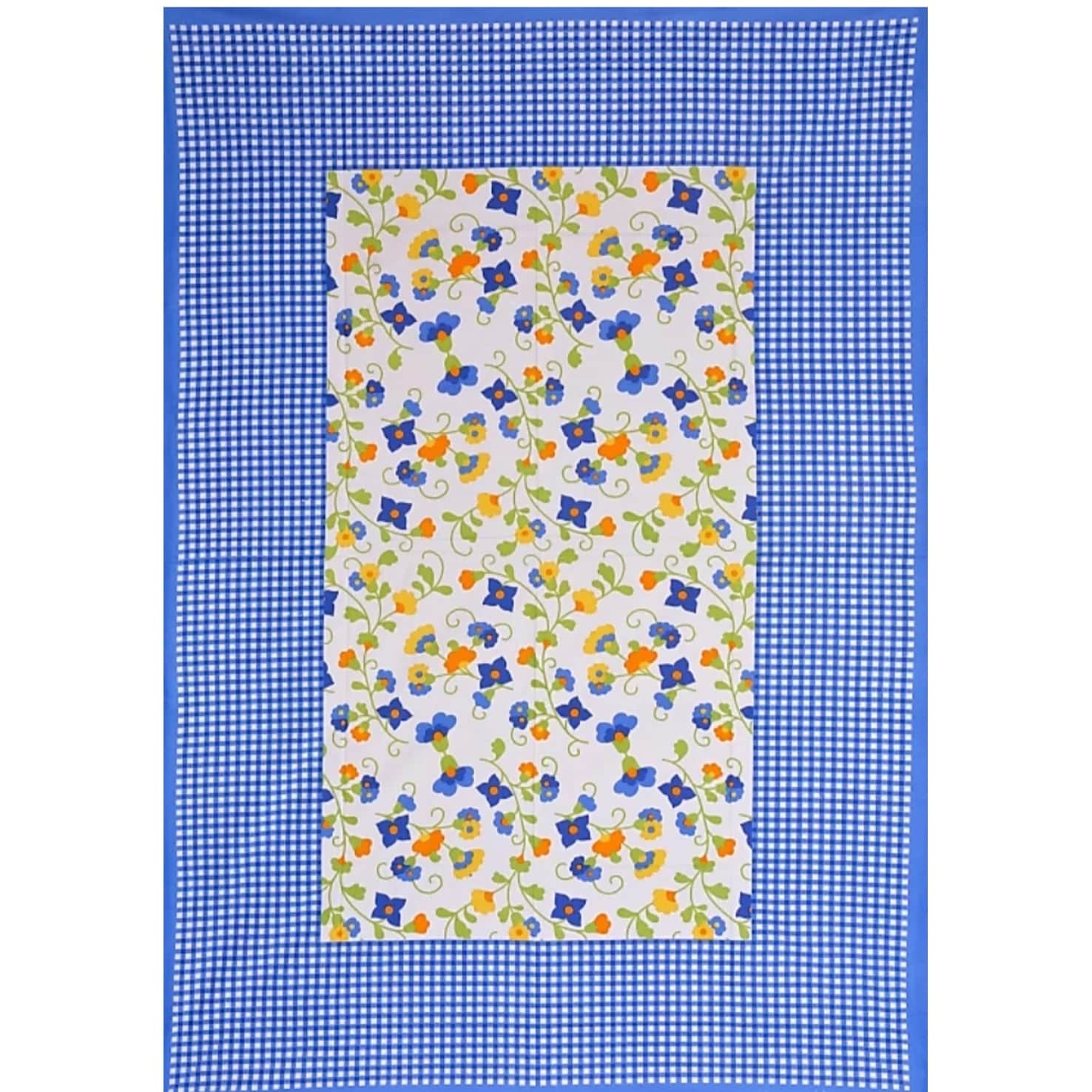 Pure Cotton Single Bedsheet With Pillow Cover - Blue - rear_view