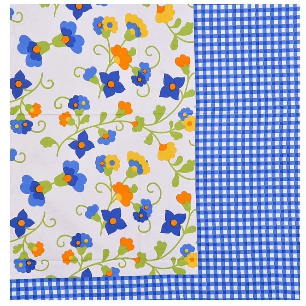 Pure Cotton Single Bedsheet With Pillow Cover - Blue - left_view