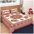 Cotton Double Bedsheet With Pillow Covers Jaipuri Print - Peach - photo