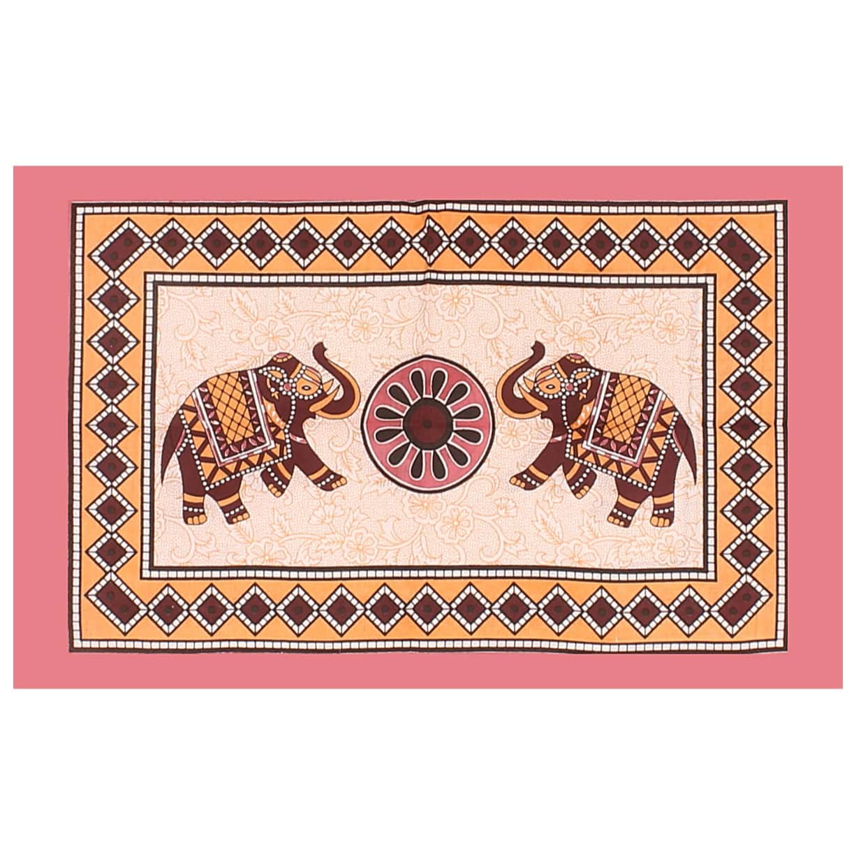 Cotton Double Bedsheet With Pillow Covers Jaipuri Print - Peach - rear_view