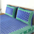 Cotton Double Bedsheet With Pillow Covers Jaipuri Print - Blue - front_view