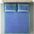 Cotton Double Bedsheet With Pillow Covers Jaipuri Print - Blue - top_view