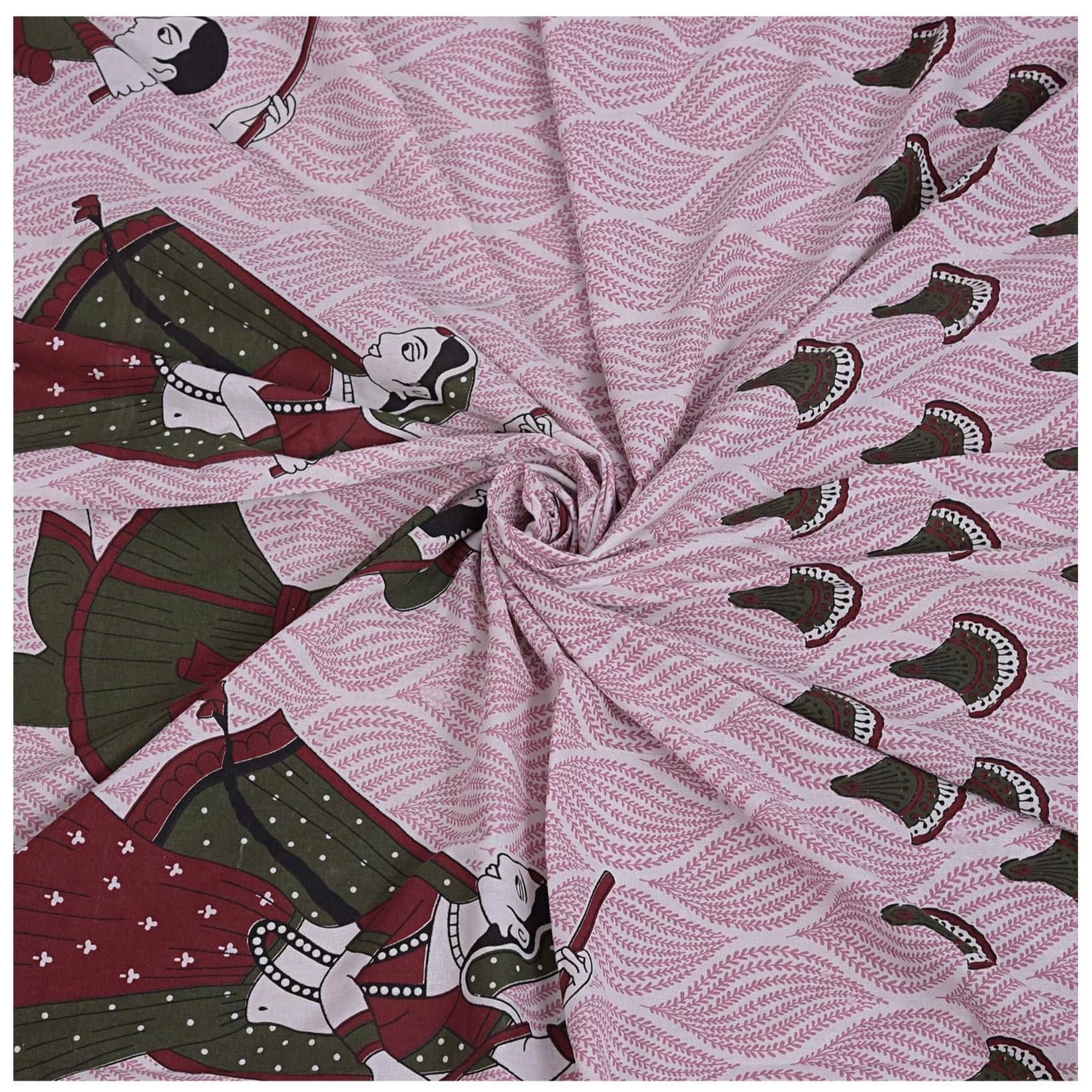 Double Bedsheet With Pillow Covers Jaipuri Print - Pink - front_view